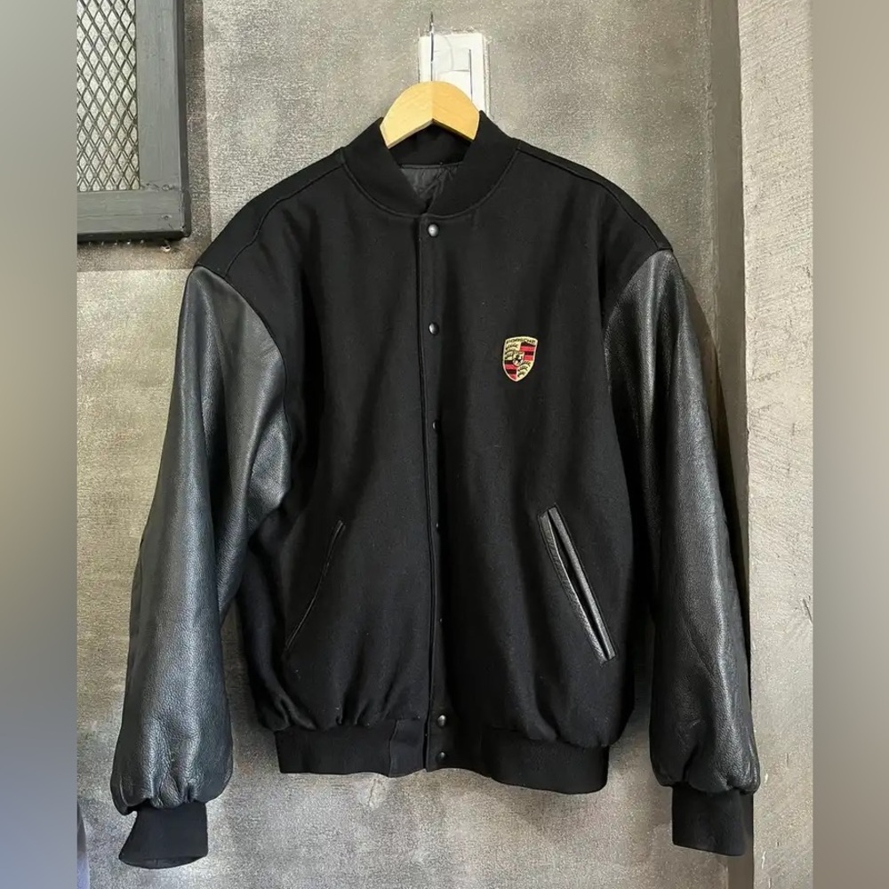 Porsche Bomber Jacket black leather, size L